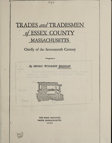 Trades and tradesmen of Essex County, Massachusetts