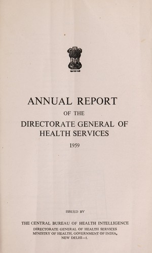 Annual report of the Directorate General of Health Services