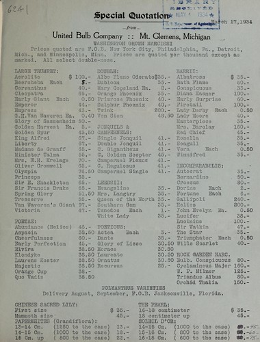 Special quotation, March 17, 1934