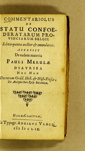 Commentariolus de statu confoederatarum provinciarum Belgii