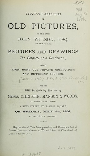 Catalogue of old pictures of the late John Wilson, Esq