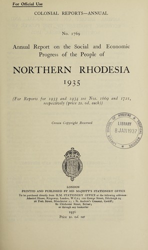 Annual report on the social and economic progress of the people of Northern Rhodesia