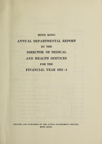 Annual departmental report by the Director of Medical and Health Services