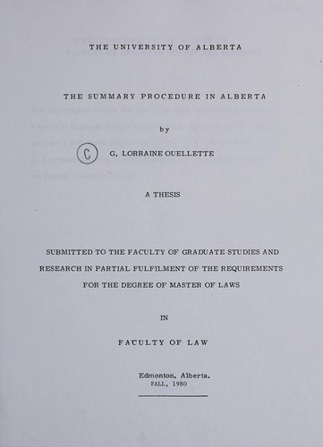 The summary procedure in Alberta