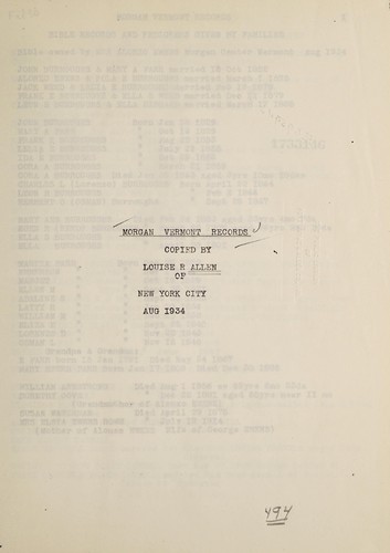 Morgan, Vermont records