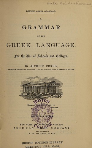 A grammar of the Greek language