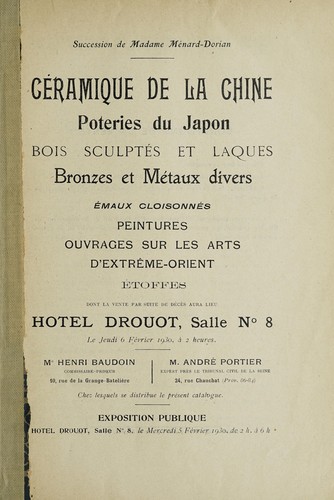 C©♭ramique de la Chine, poteries du Japon, bois sculpt©♭s et laques, bronzes; peintures