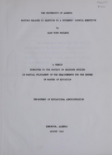 Factors related to election to a students' council executive