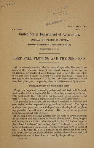 Deep fall plowing and the seed bed