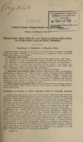 Migratory bird treaty act regulations relating to scientific-collecting permits