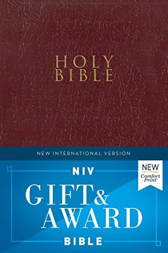 NIV, Gift and Award Bible, Leather-Look, Burgundy, Red Letter Edition, Comfort Print