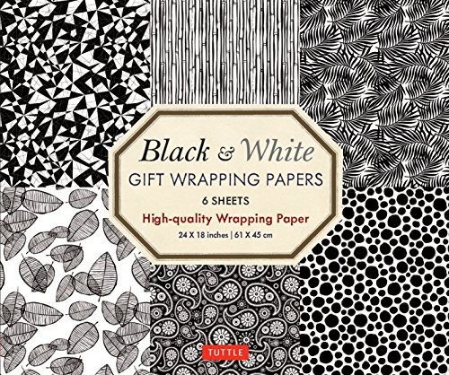 Black & White Gift Wrapping Papers - 6 sheets