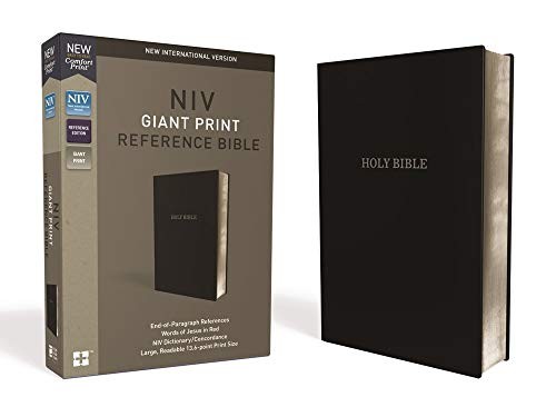 NIV, Reference Bible, Giant Print, Leather-Look, Black, Red Letter Edition, Indexed, Comfort Print