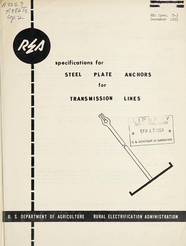 REA specifications for steel plate anchors for transmission lines