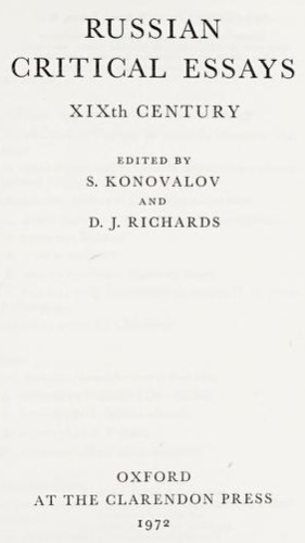 Russian critical essays: XIXth century