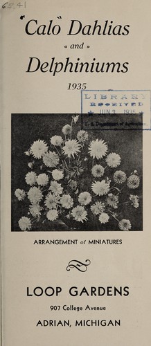 Calo dahlias and delphiniums, 1935