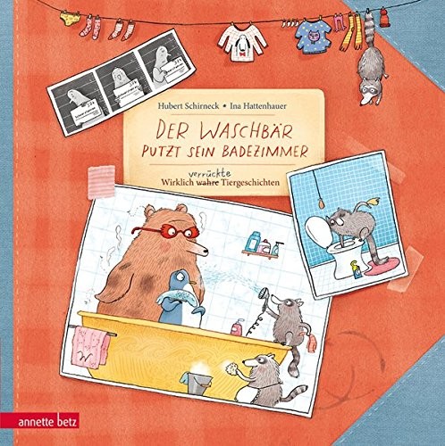 Der Waschbär putzt sein Badezimmer