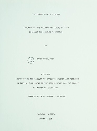 Analysis of the grammar and logic of 'if' in grade six science textbooks