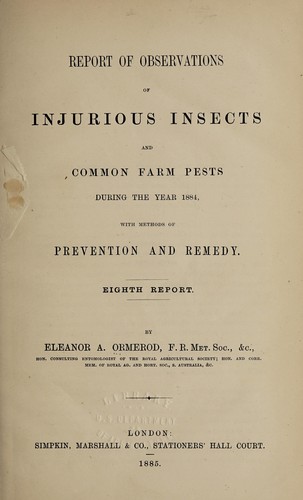 Report of observations of injurious insects and common farm pests 1st-25th 1877-1900