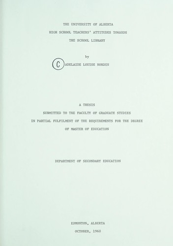High school teachers' attitudes towards the school library