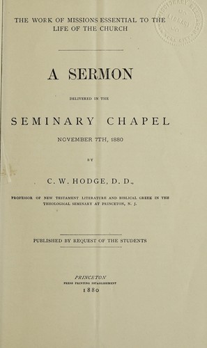 The work of missions essential to the life of the church