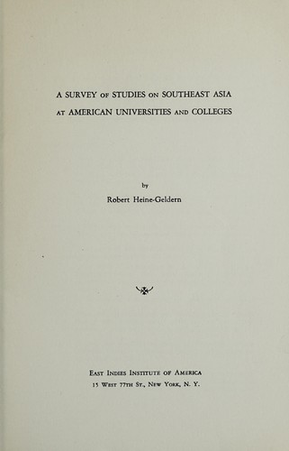 A survey of studies on southeast Asia at American universities and colleges