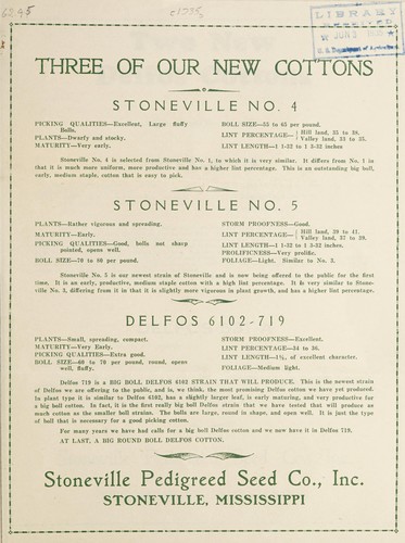 [Stoneville Pedigreed Seed Co., Inc. cotton seed trade circulars]