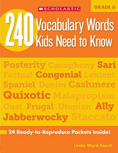 240 Vocabulary Words Kids Need to Know : Grade 6
