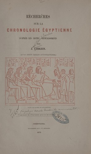 Recherches sur la chronologie égyptienne d'après les listes généalogiques