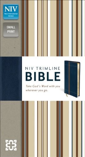 NIV, Trimline Bible, Imitation Leather, Navy/Tan, Red Letter Edition