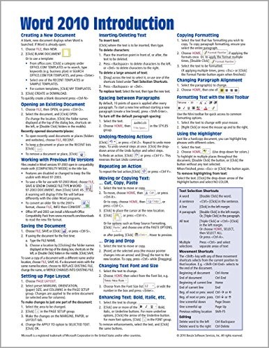 Microsoft Word 2010 Introduction Quick Reference Guide