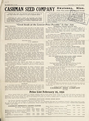 Price list February 25, 1936