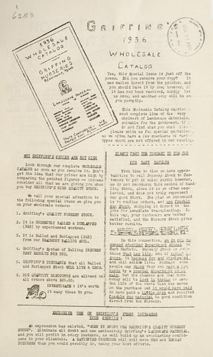Griffin's 1936 wholesale catalog ... special issue