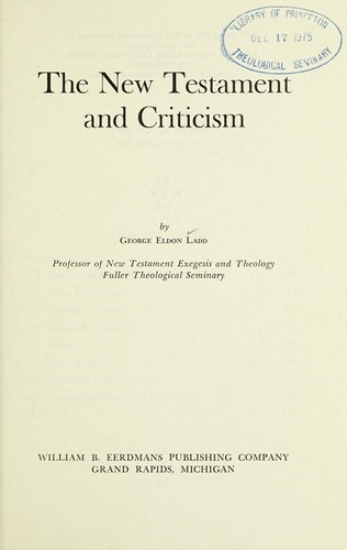 The New Testament and criticism