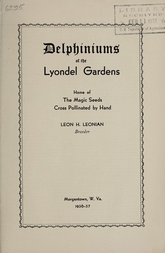 Delphiniums of the Lyondel Gardens, 1936-37