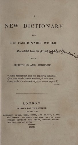 A new dictionary for the fashionable world