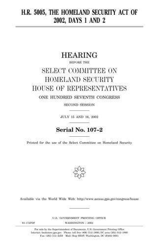 H.R. 5005, the Homeland Security Act of 2002, days 1 and 2