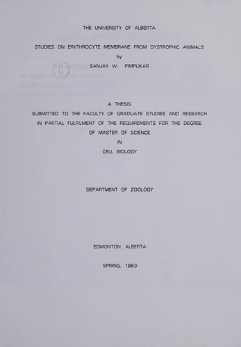 Studies on erythrocyte membrane from dystrophic animals