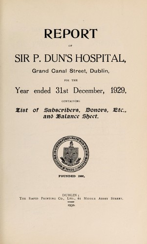 Report of Sir P. Dun's Hospital