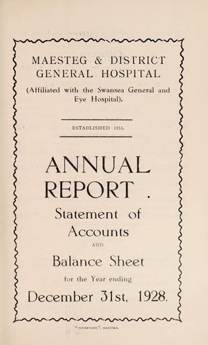Annual report statement of accounts and balance sheet