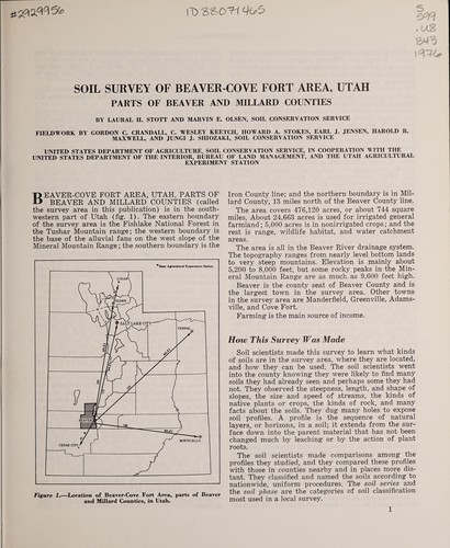 Soil survey of Beaver-Cove Fort area, Utah, parts of Beaver and Millard Counties