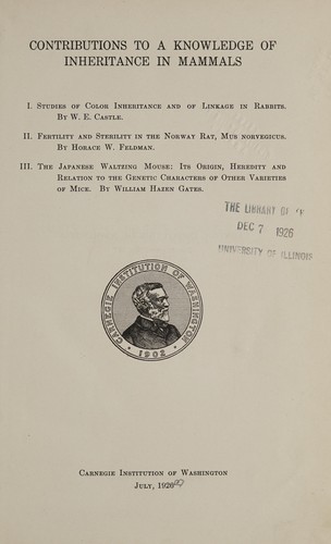 Contributions to a knowledge of inheritance in mammals