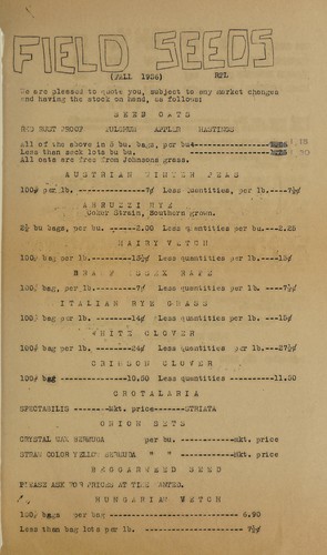 Field seeds, fall 1936