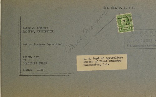 Price-list of gladiolus bulbs, spring 1936