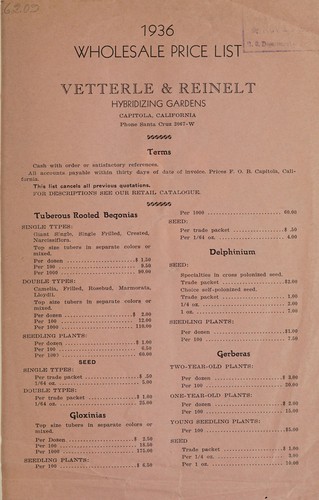 1936 wholesale price list