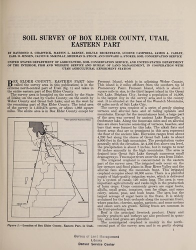 Soil survey of Box Elder County, Utah, eastern part