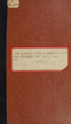 Key to subject index of experiment station literature