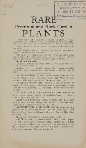 Rare perennial and rock garden plants