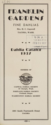 Dahlia catalog, 1937
