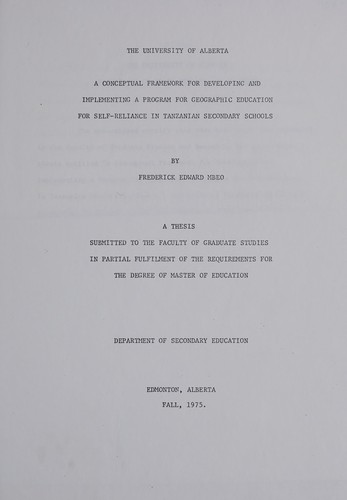 A conceptual framework for developing and implementing a program for geographic education for self-reliance in Tanzanian secondary schools